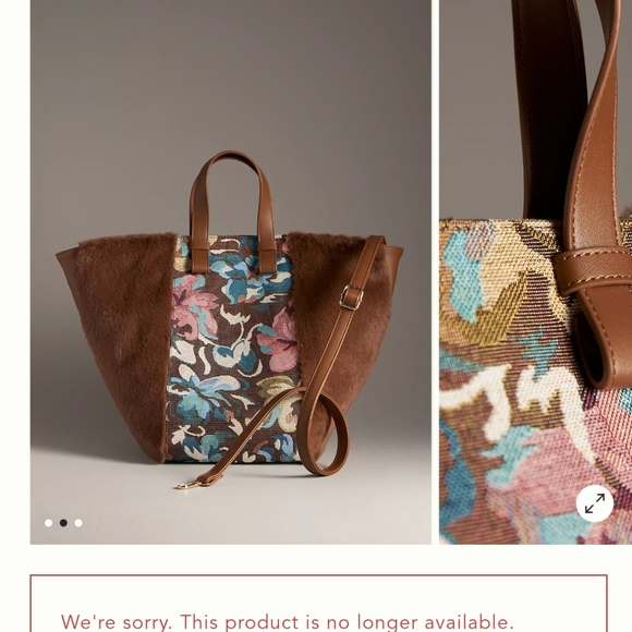 Anthropologie Handbags - Anthropologie Brown Tote with Floral Tapestry Panel